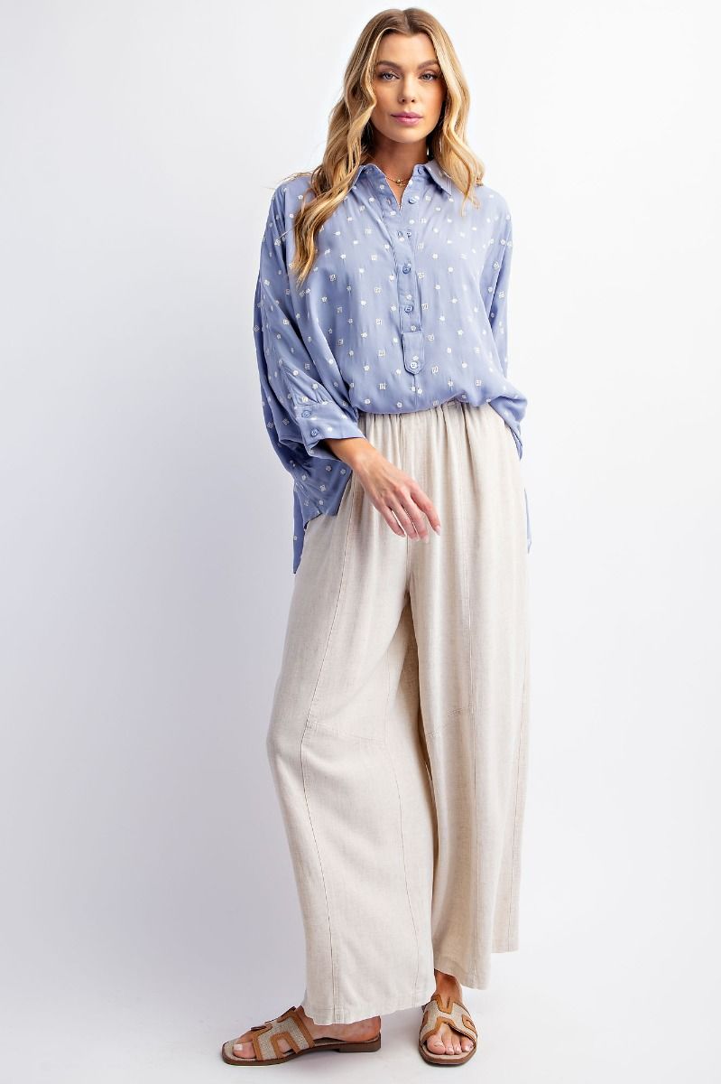 Easel Plus Embroidery Challis Loose Fit Shirt Tops