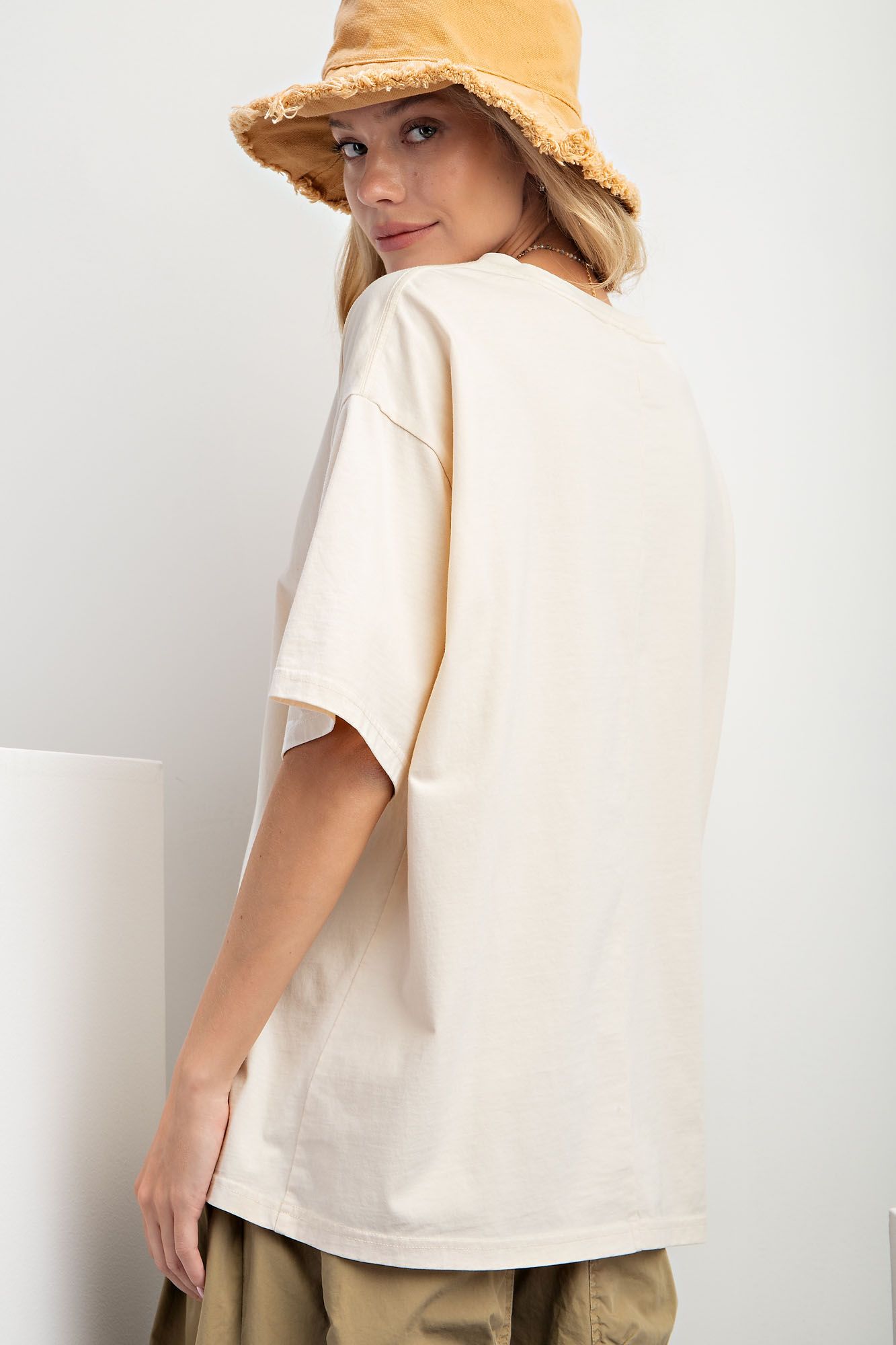 Easel Plus Boots Print Mineral Washed Cotton Jersey Tops