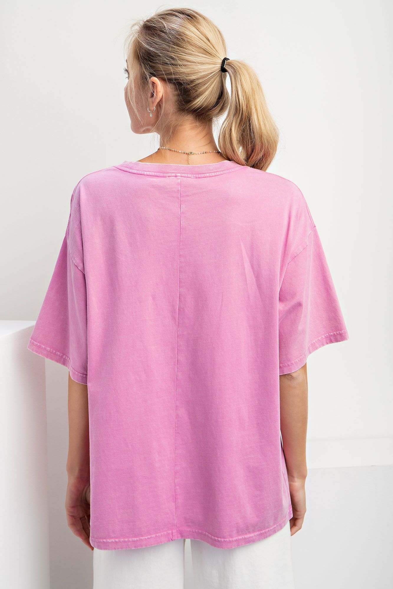 Easel Plus Boots Print Mineral Washed Cotton Jersey Tops