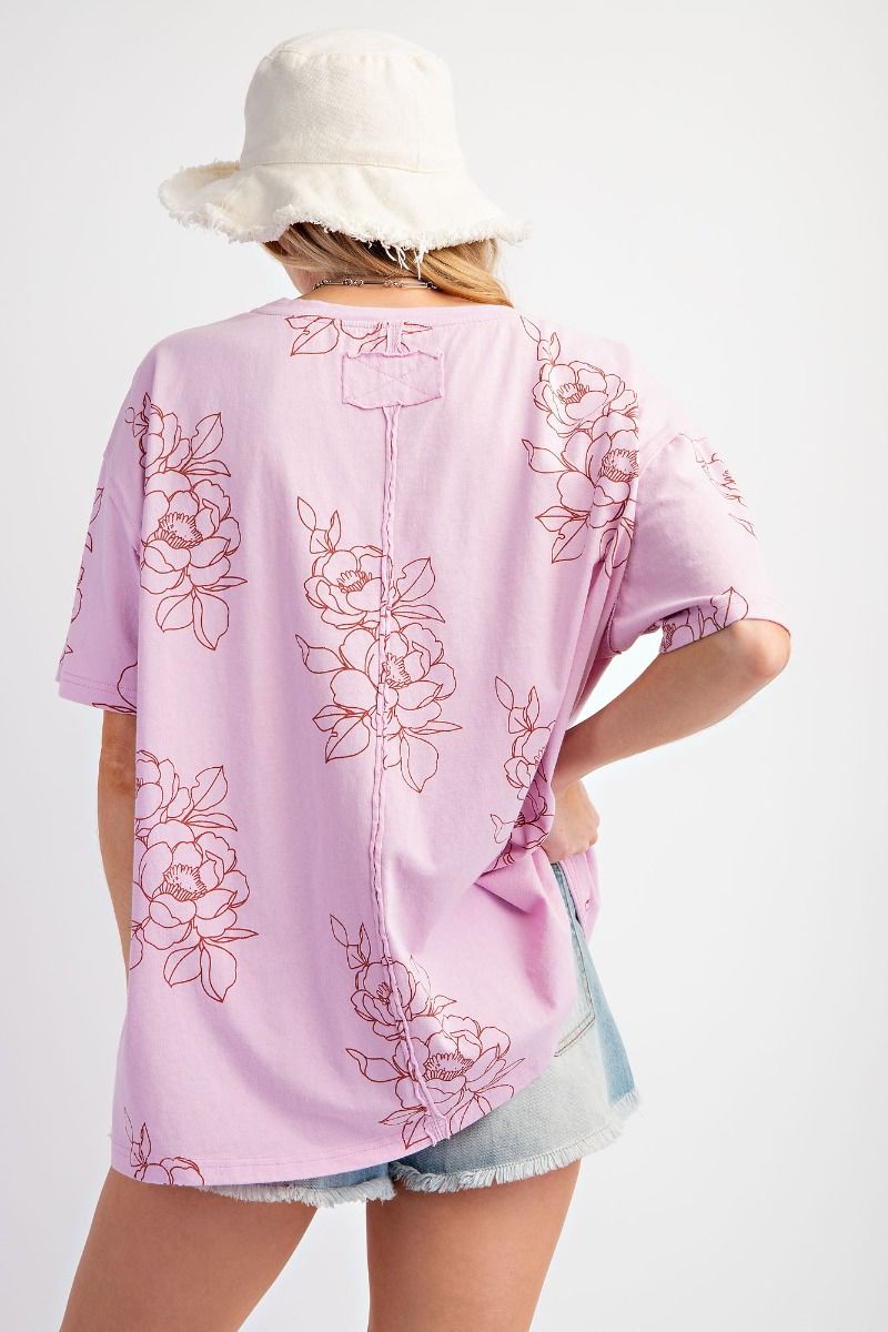 Easel Plus  Floral/Flower Printed Cotton Jersey Tops
