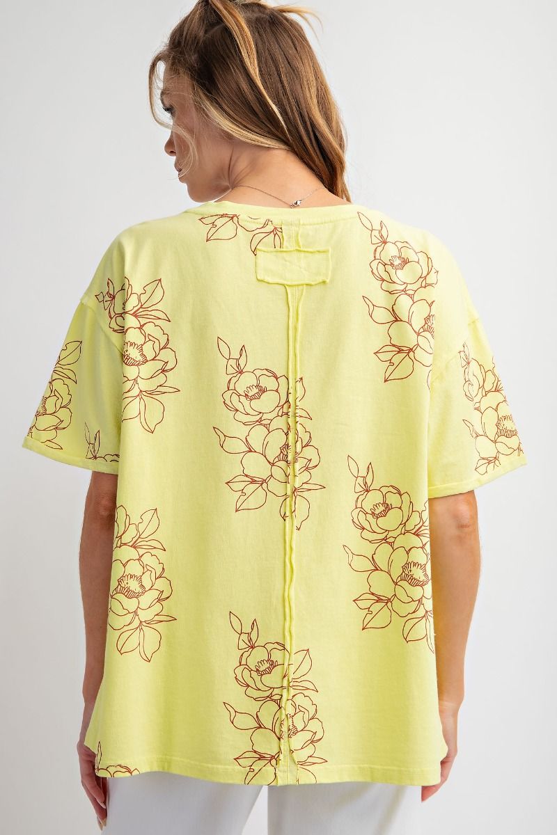 Easel Plus  Floral/Flower Printed Cotton Jersey Tops