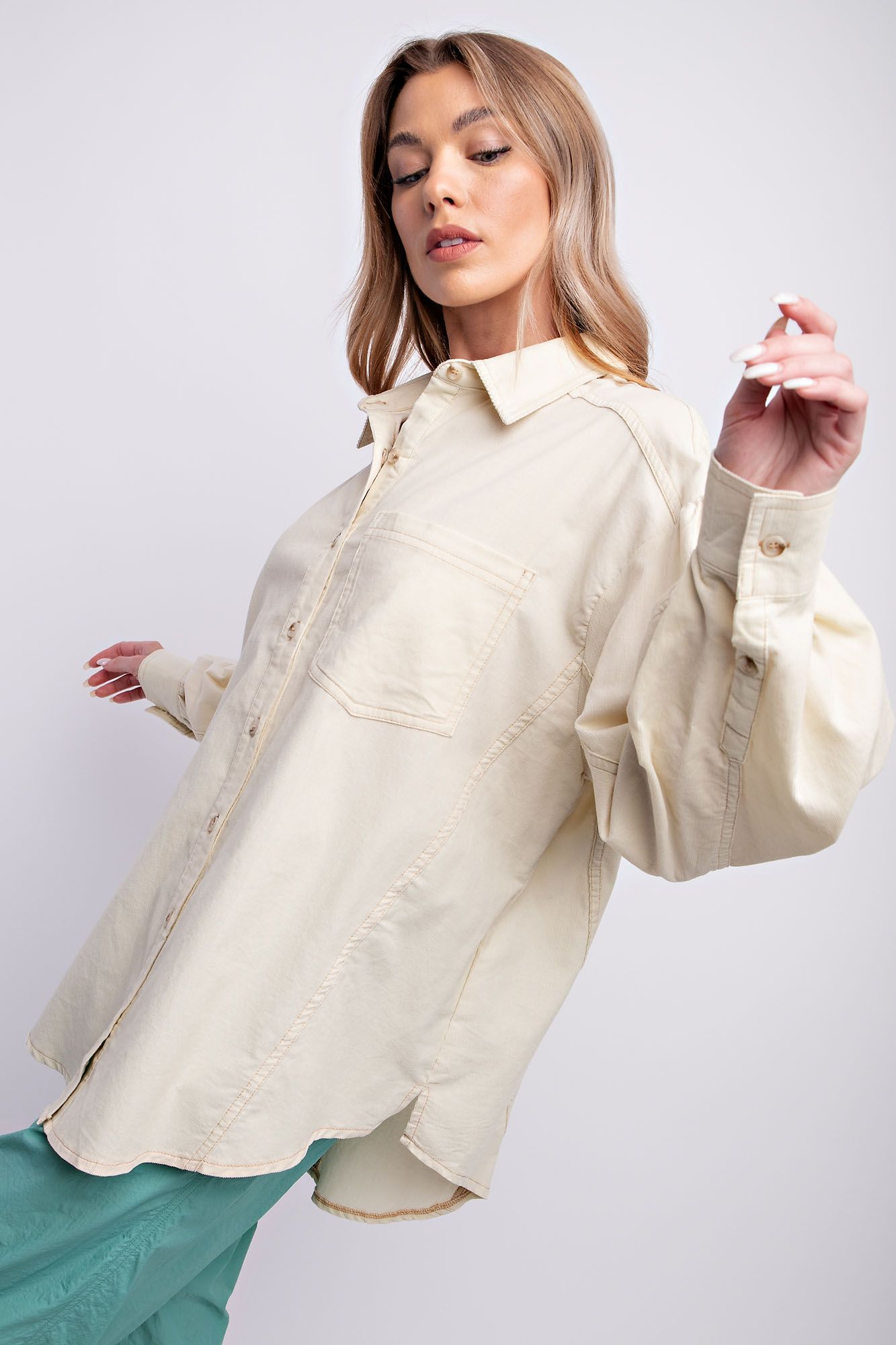 Easel Plus Baby Corduroy Button Down Shirt Tops
