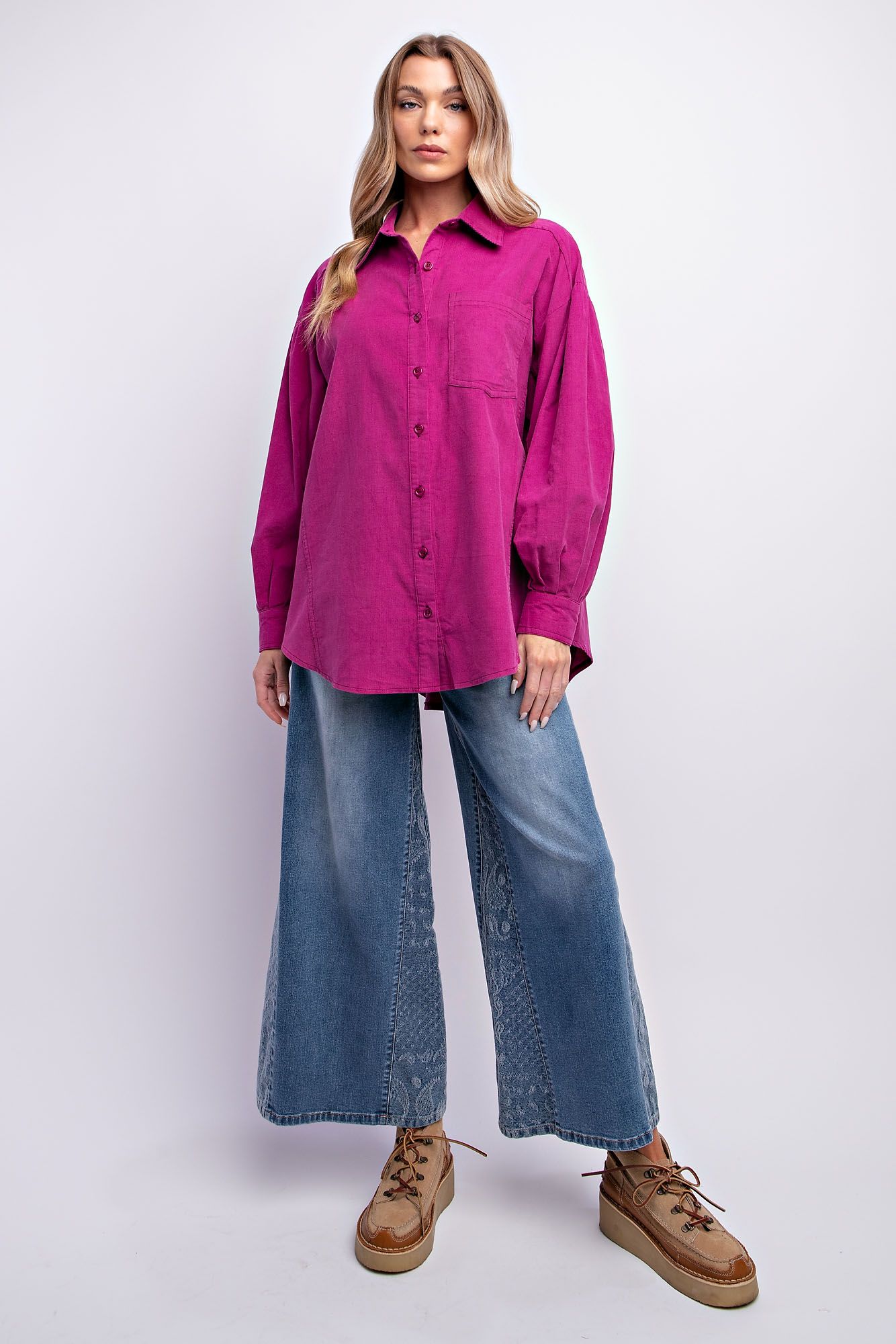 Easel Plus Baby Corduroy Button Down Shirt Tops