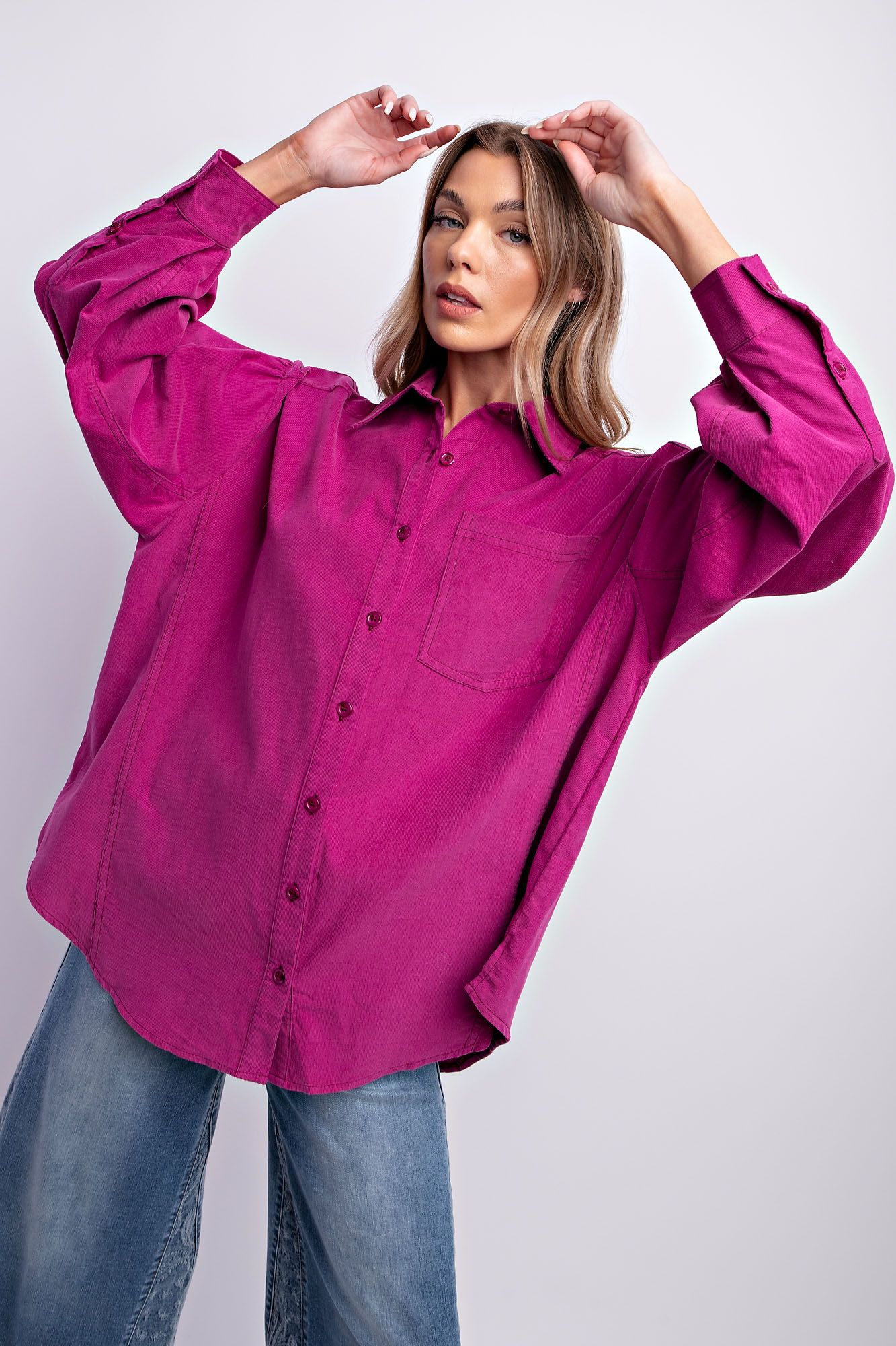 Easel Plus Baby Corduroy Button Down Shirt Tops
