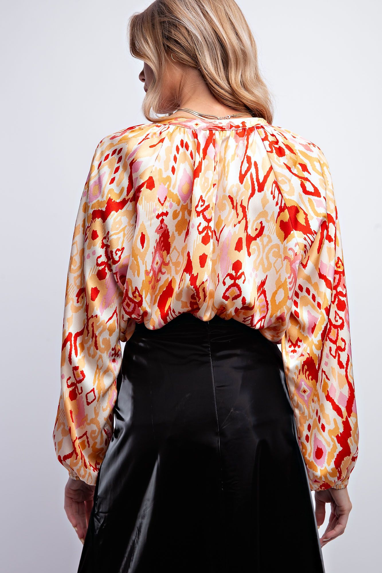 Easel Plus Abstract Printed Dull Satin Blouse Tops
