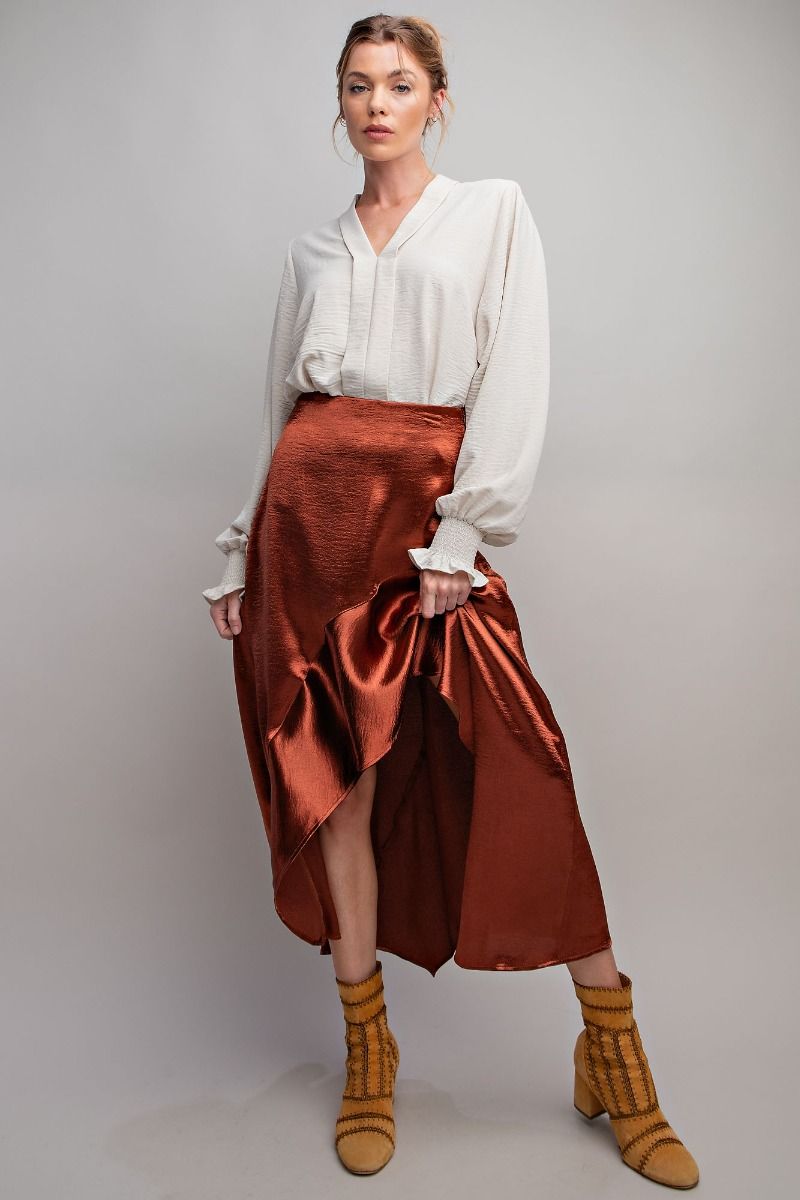 Easel Plus Brooklyn Woven Bishop Sleeve Blouse Tops