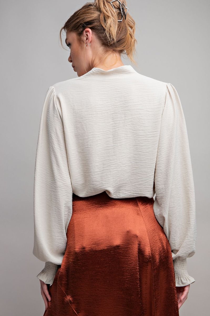 Easel Plus Brooklyn Woven Bishop Sleeve Blouse Tops