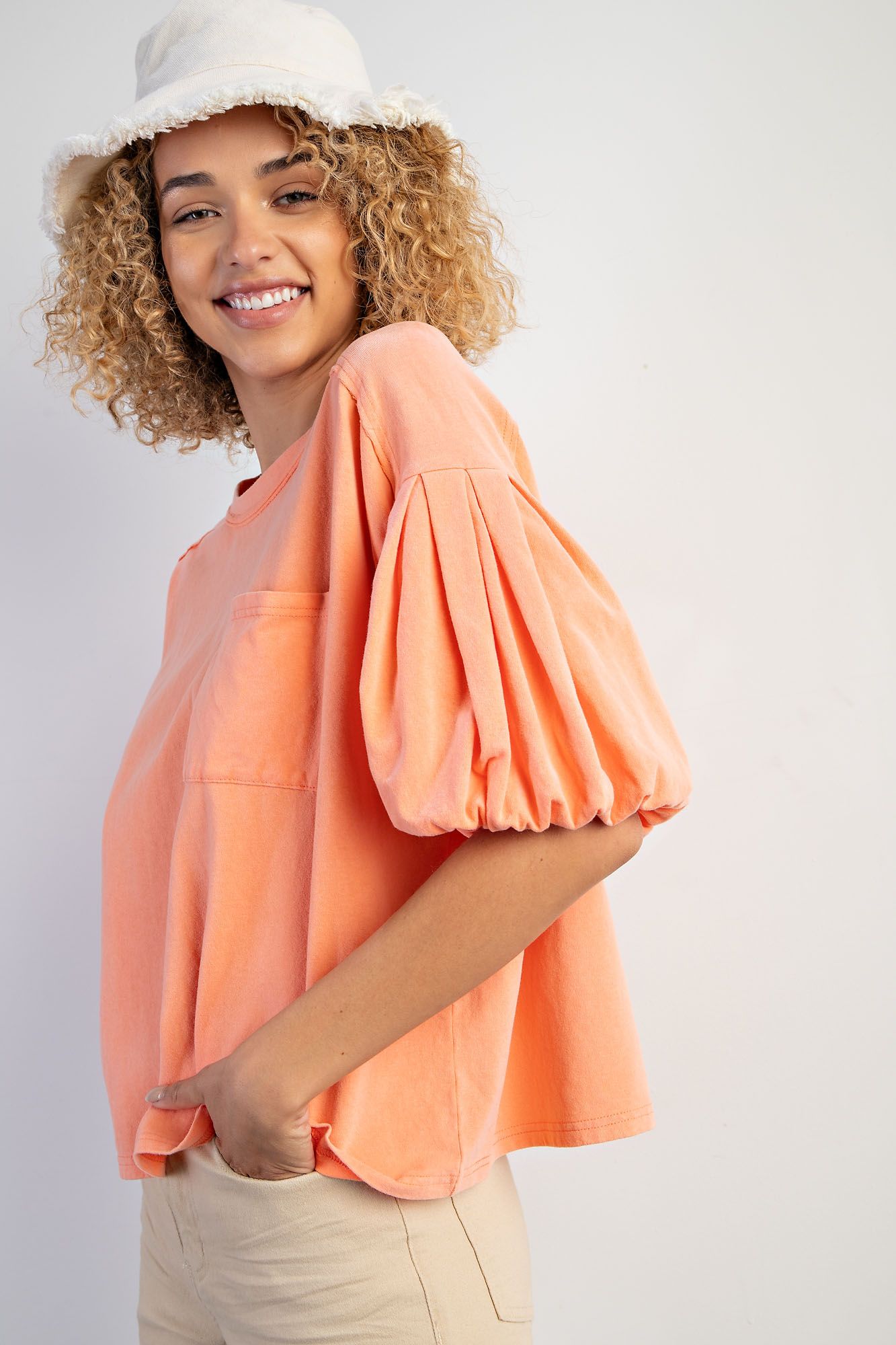 Easel Plus Cotton Jersey Knit Back Raw Seam Tops