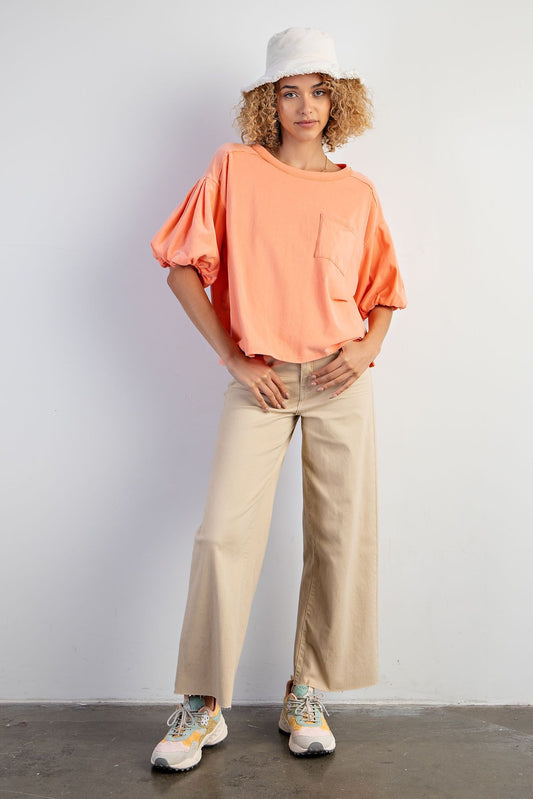 Easel Plus Cotton Jersey Knit Back Raw Seam Tops