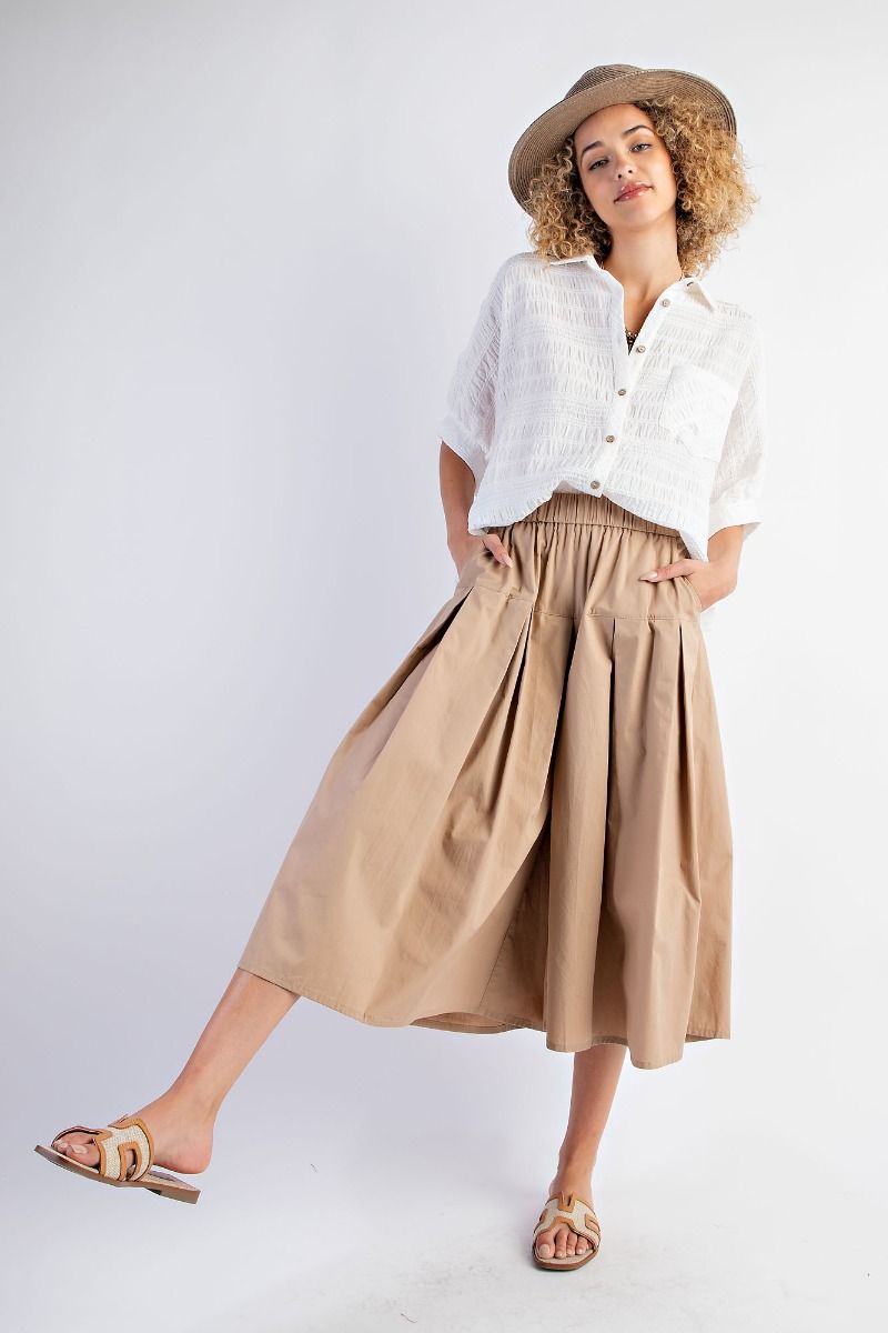 Easel Plus Textured Woven Button Down Oversized Shirt Tops