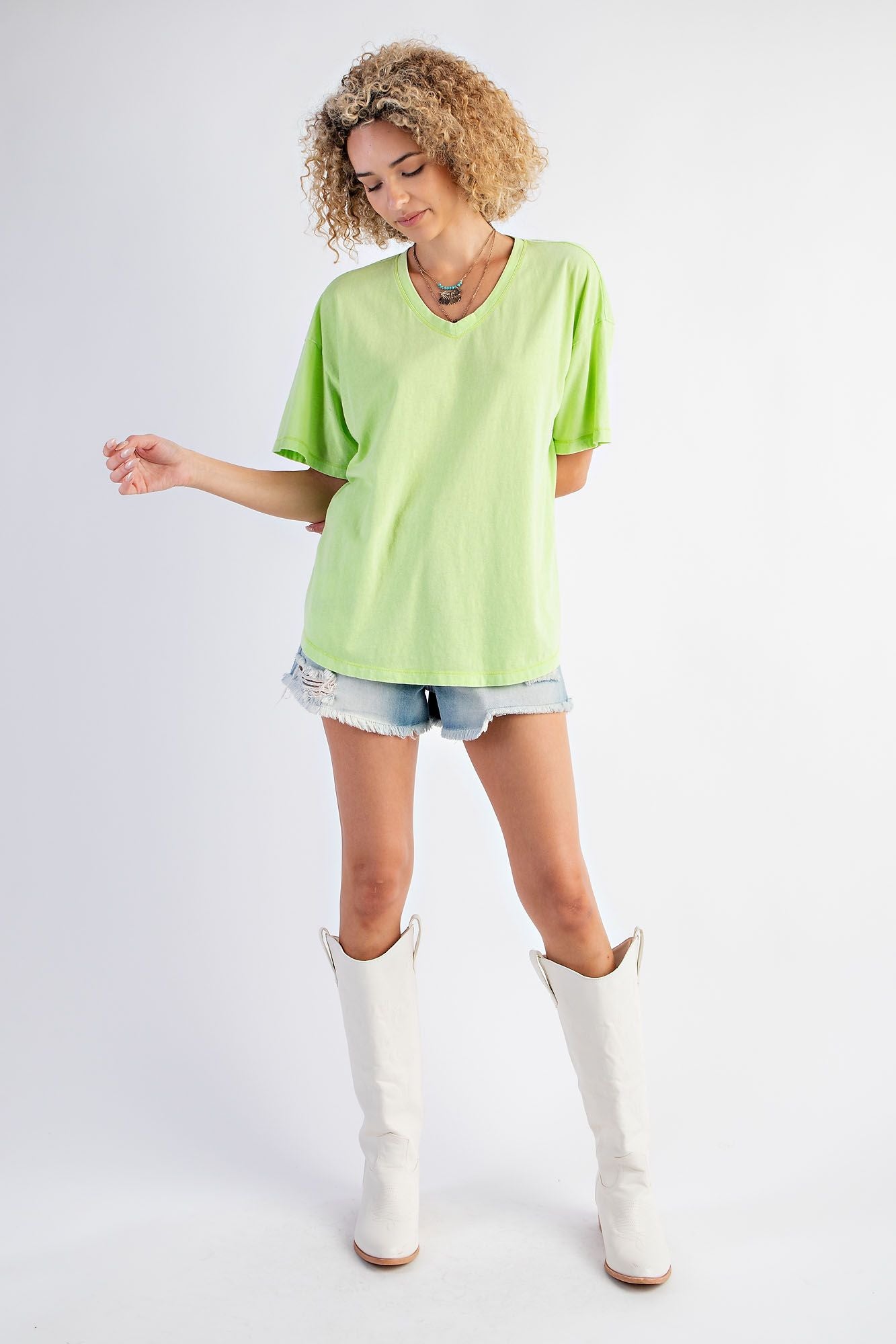 Easel Plus Mineral Washed Cotton Knit Tops