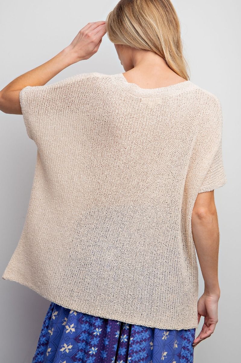 Easel Plus Knitted Boxy Chest Pocket Sweater Tops