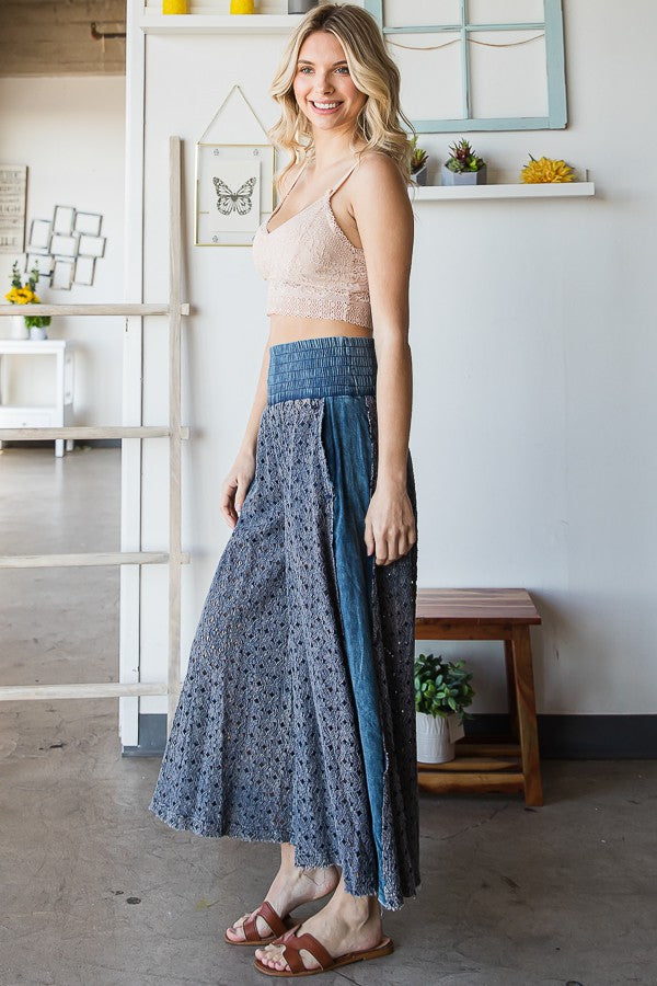 Oli & Hali Mineral Washed Lace Wide Pants