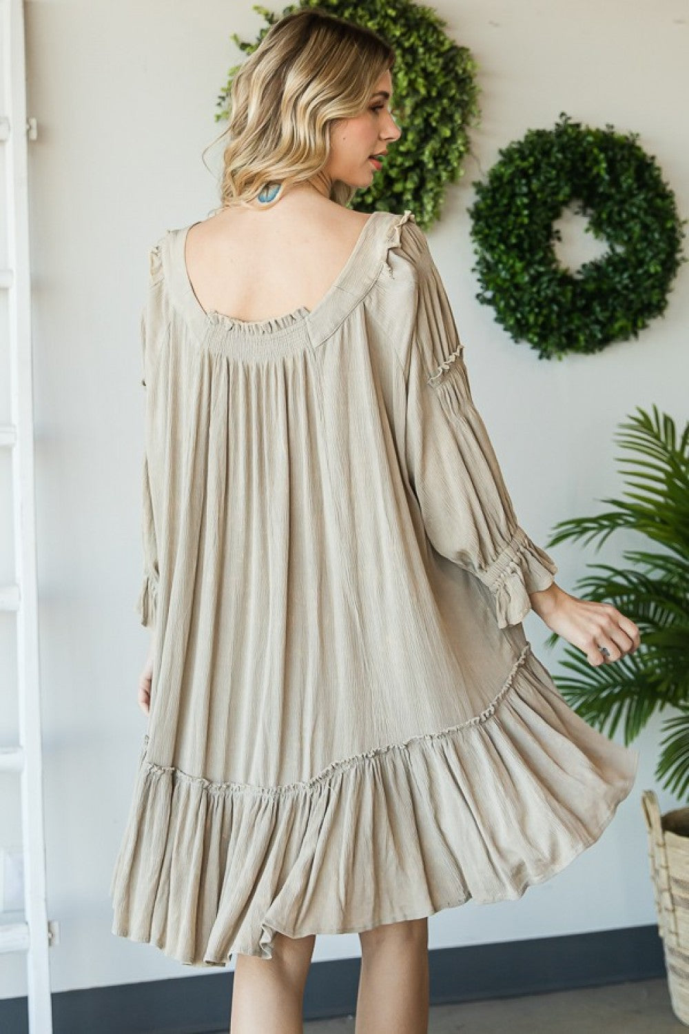 Oli & Hali Mineral Washed Tunic Smocked Top Dress