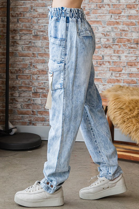 Oli & Hali Mineral Washed Cargo Denim Pants | Roulhac Fashion Boutique