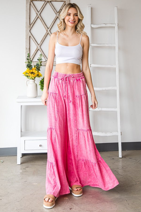 Oli & Hali Mineral Washed Tiered Wide Leg Pants