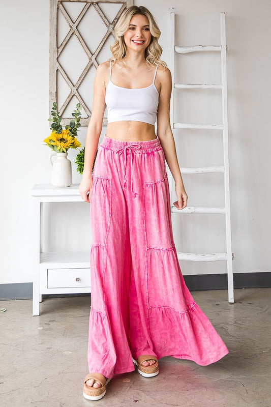 Oli & Hali Mineral Washed Tiered Wide Leg Pants