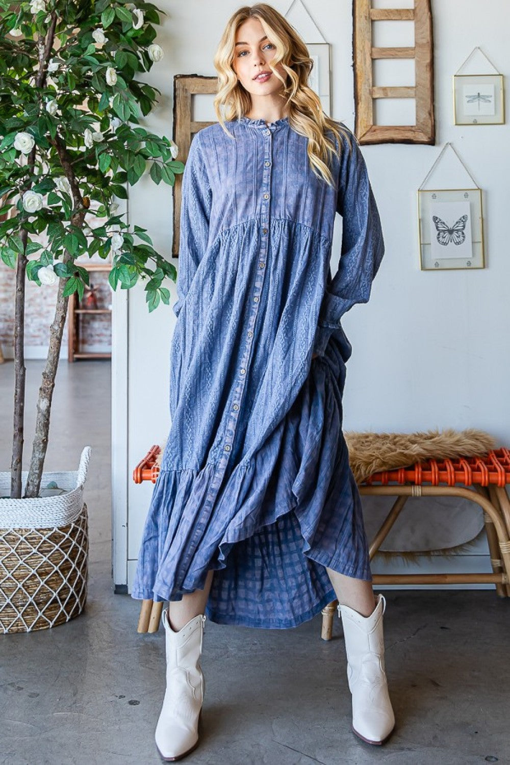 Oli & Hali Washed Long Line Cotton Duster Dress