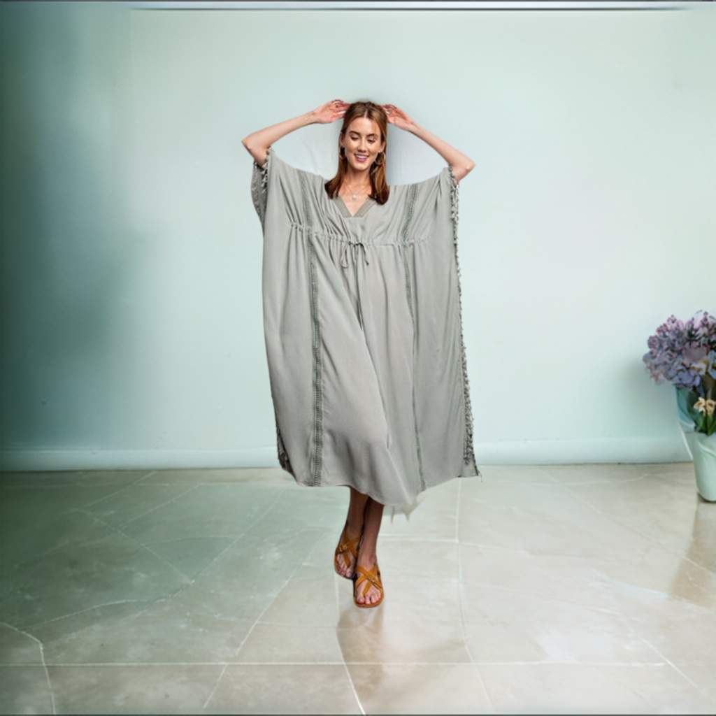 Easel Dolman Sleeve Loose Fit Rayon Gauze Maxi Dress - Roulhac Fashion Boutique