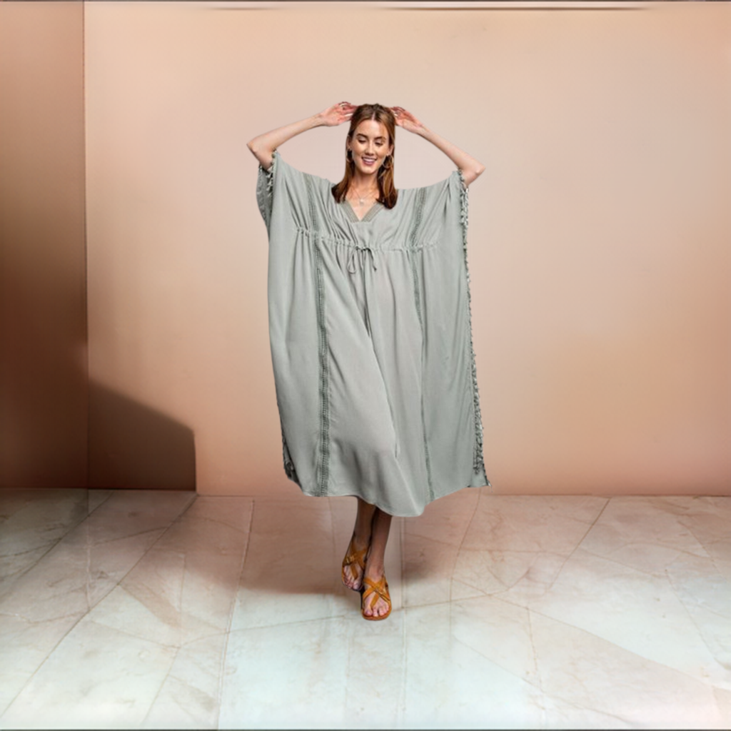 Easel Dolman Sleeve Loose Fit Rayon Gauze Maxi Dress - Roulhac Fashion Boutique