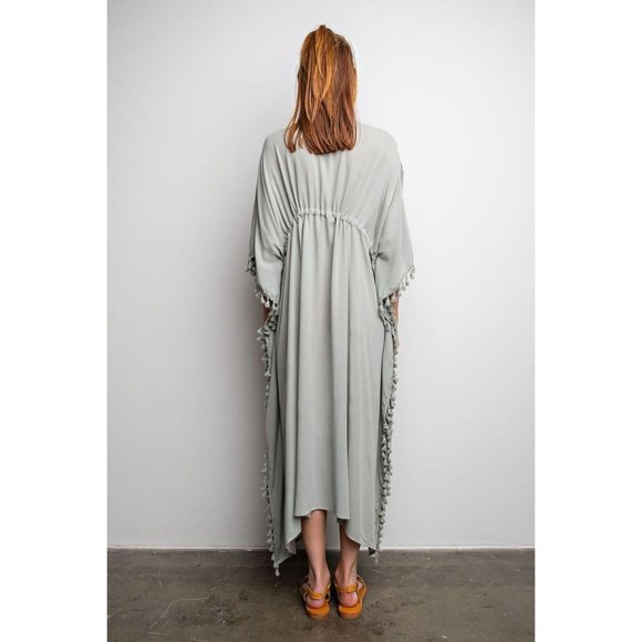 Easel Dolman Sleeve Loose Fit Rayon Gauze Maxi Dress - Roulhac Fashion Boutique