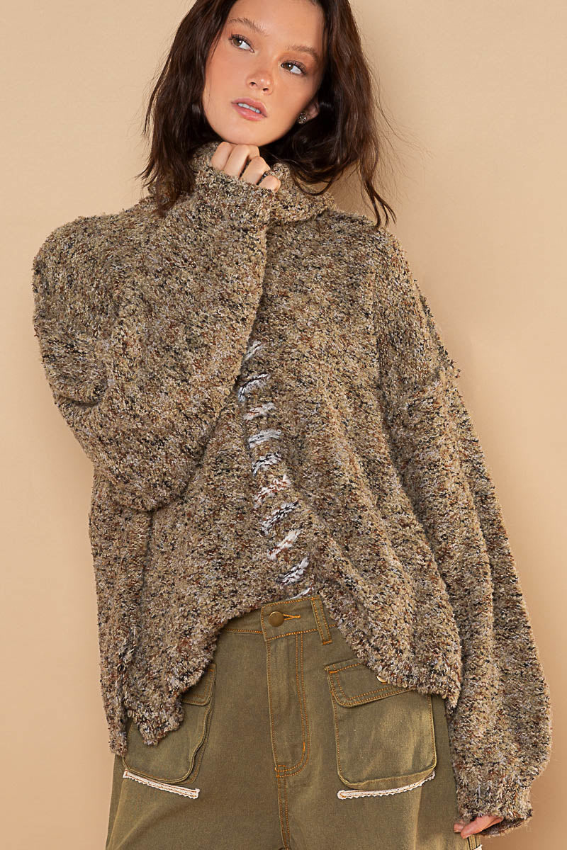 POL Herb Oversize Turtle Neck Multi Color Pullover Sweater - Roulhac Fashion Boutique