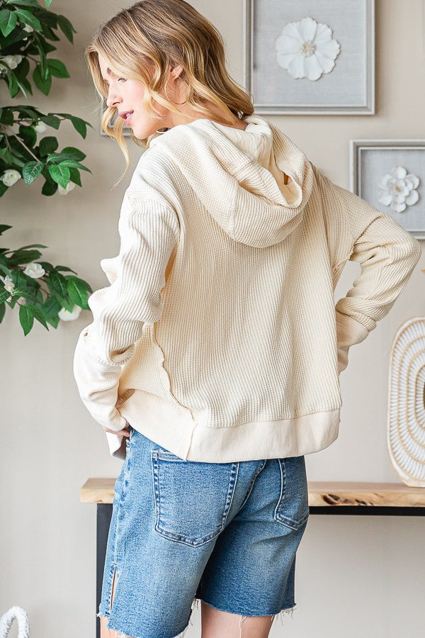 Oli & Hali Washed Waffle Zip Up Long Sleeve Jacket