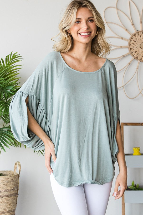 Oli & Hali Viscose Crepe Round Hem Top