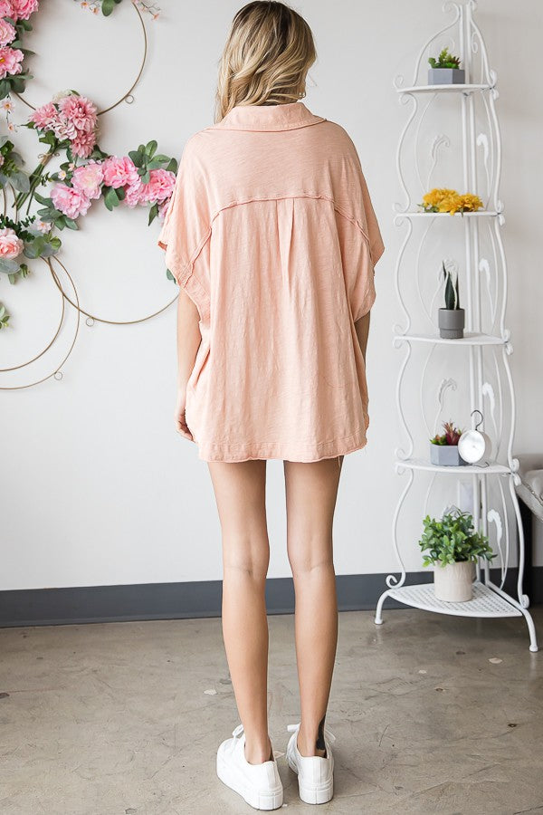 Oli & Hali Mineral Washed Button Down Top