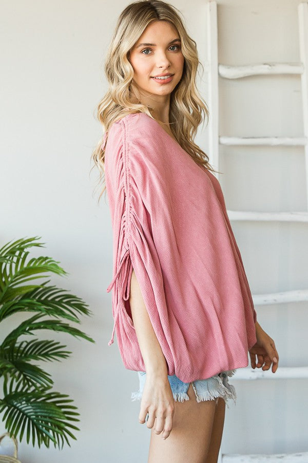 Oli & Hali Ruched Shoulder Overlap Top