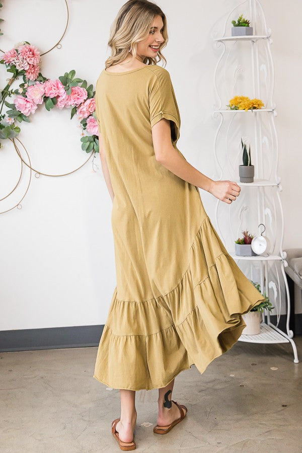 Oli & Hali Mineral Washed Maxi Solid Spaghetti Strap Dress