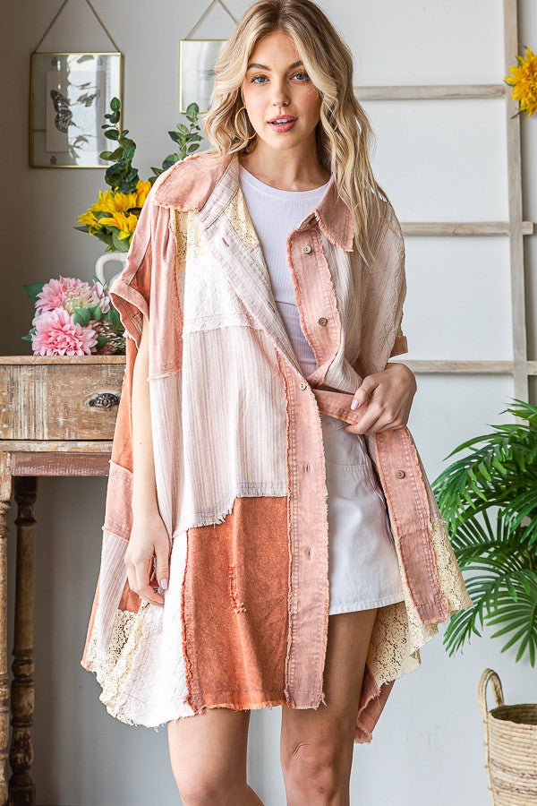 Oli & Hali Fabric Mixed Shirt Jacket