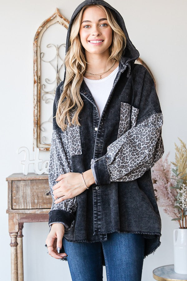 Oli & Hali Mineral Washed Leopard Print Jacket