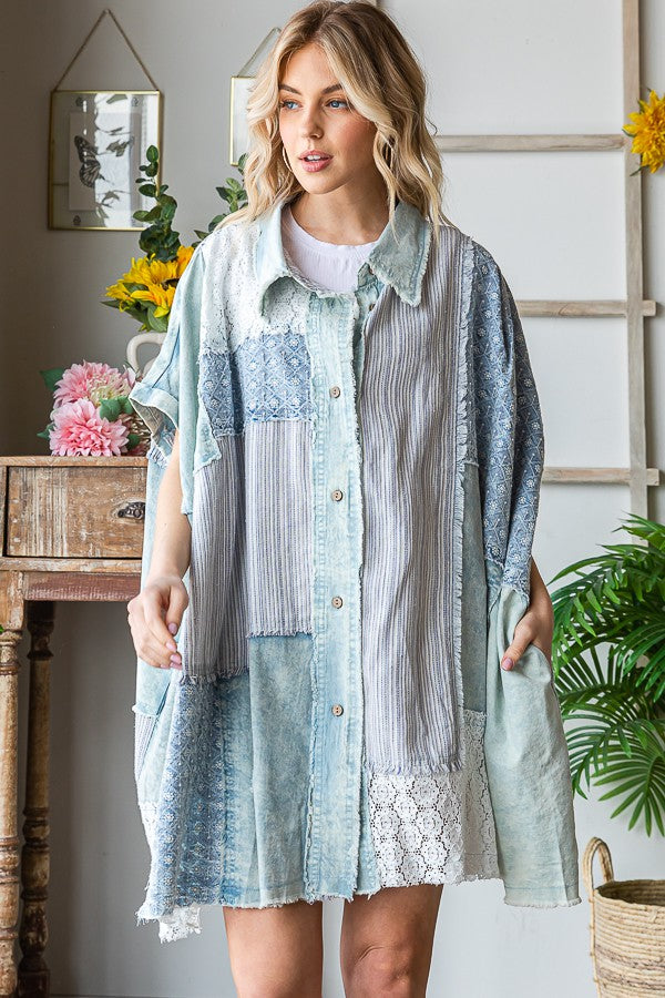 Oli & Hali Fabric Mixed Shirt Jacket