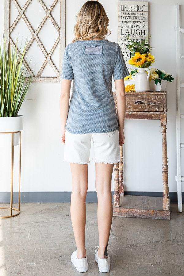 Oli & Hali Washed Cinched Short Sleeve Top