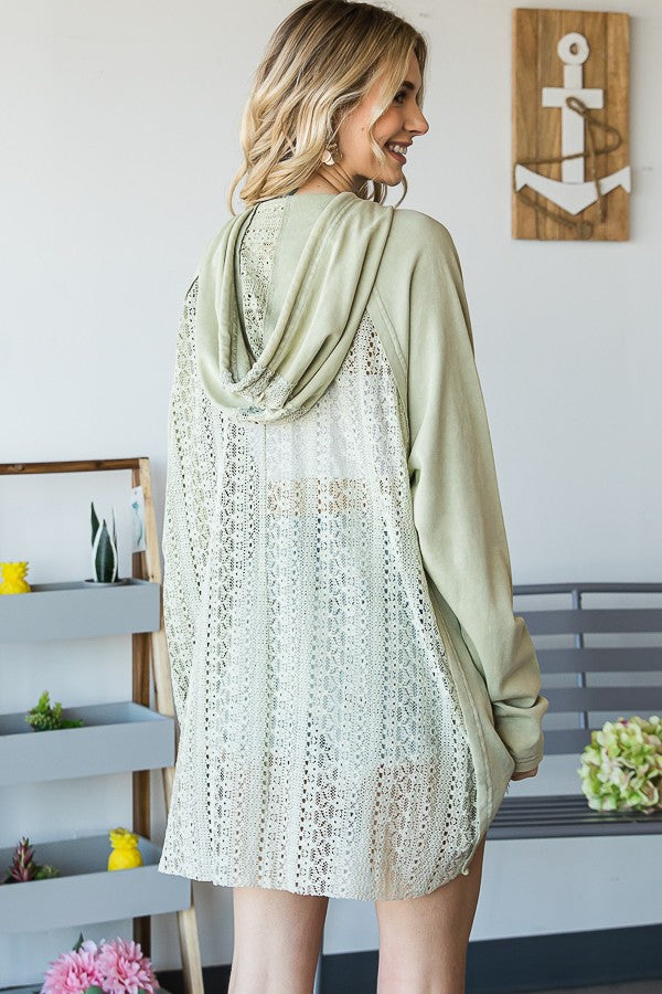 Oli & Hali Mineral Washed Lace Zip Jacket