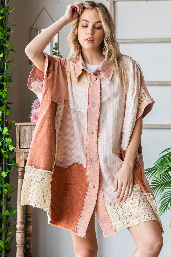 Oli & Hali Fabric Mixed Shirt Jacket