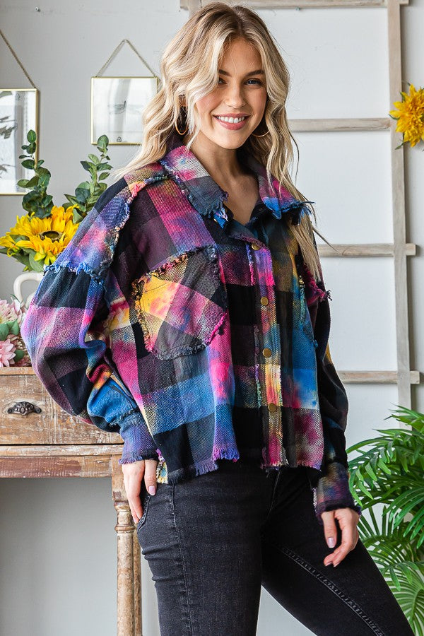 Oli & Hali Multi Color Dyed Buffalo Check Shirt Top