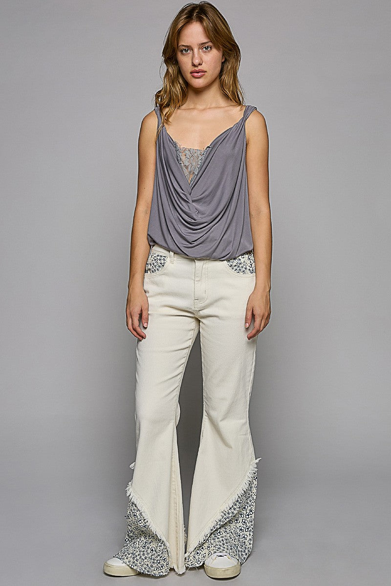 POL Twisted Sleeveless Strap Cowl Neck Tunic Top