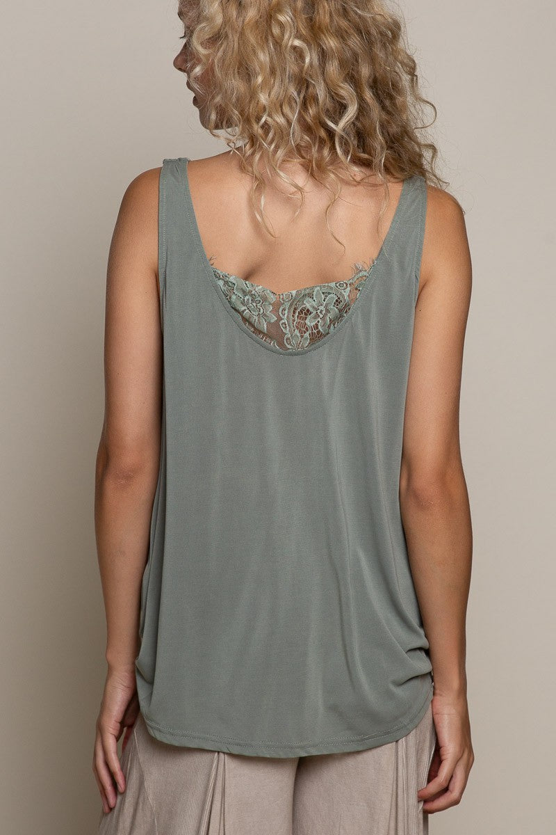 POL Twisted Sleeveless Strap Cowl Neck Tunic Top