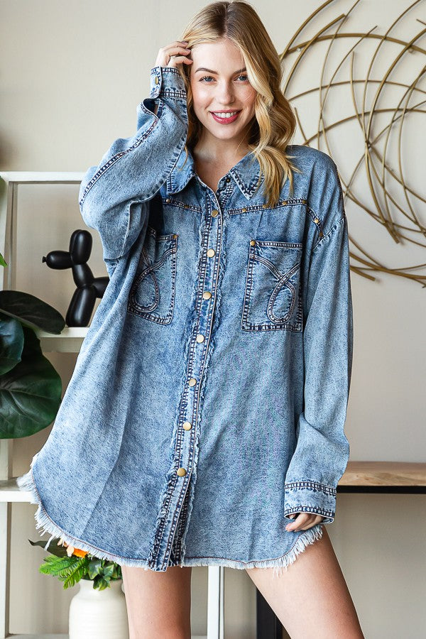 Oli & Hali Mineral Washed Western Shirt Top