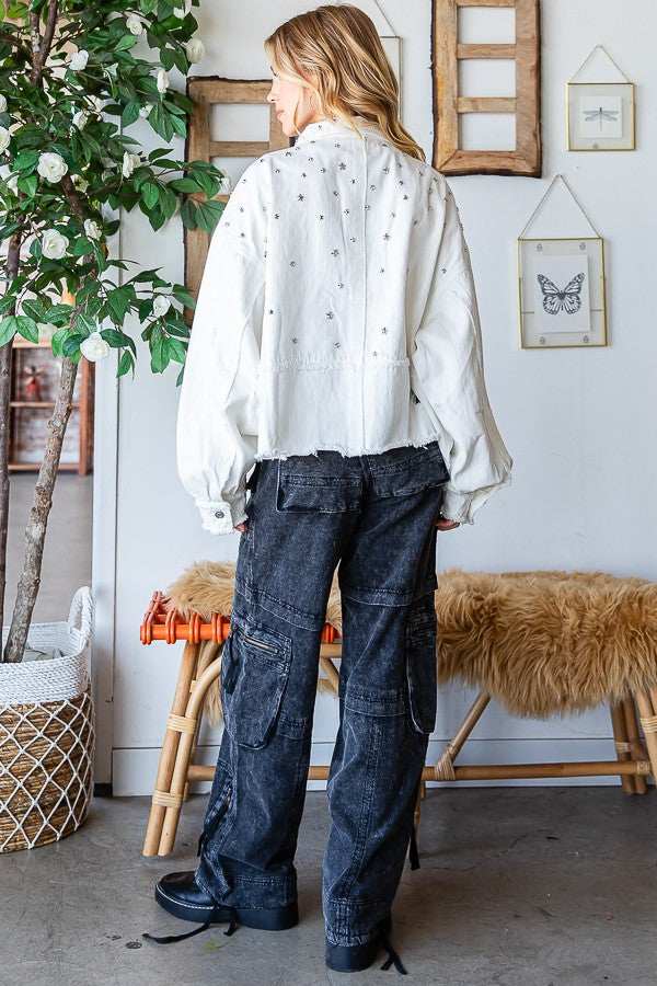 Oli & Hali Stone On Shouder Color Denim Jacket