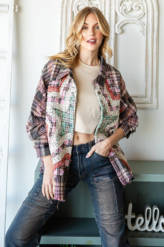 Oli & Hali Washed Star Plaid Shirt Jacket