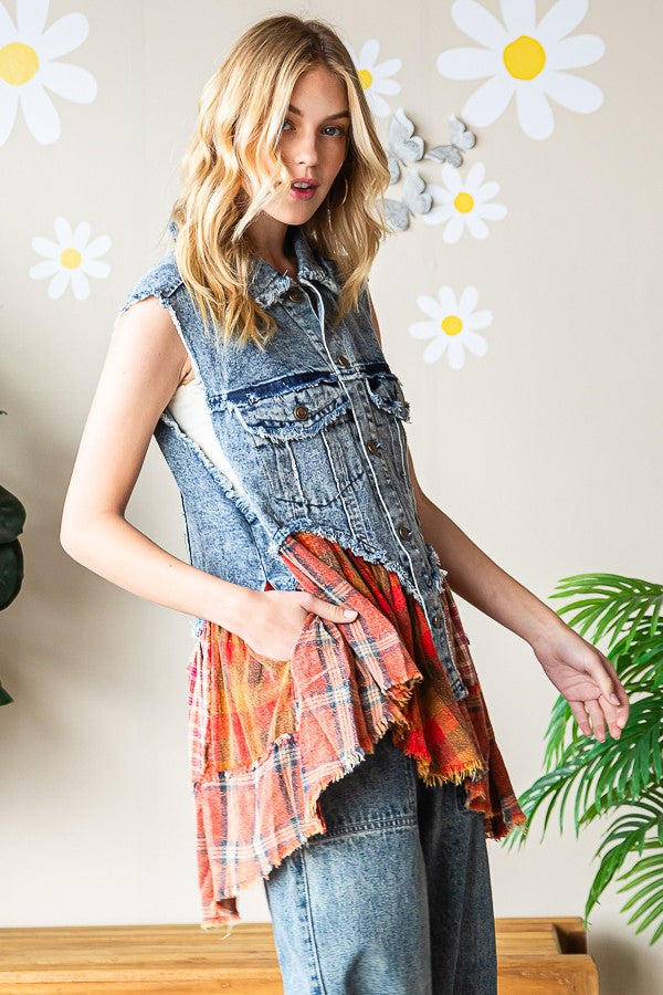 Oli & Hali Washed Denim Vest Top