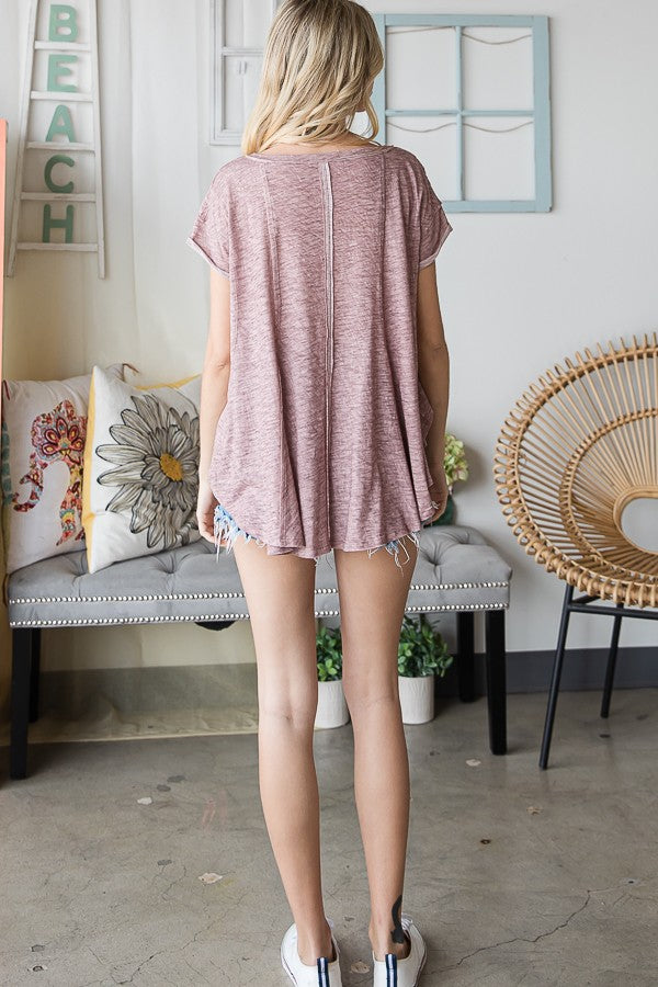 Oli & Hali A-Line Washed Knit Cut Edge Top