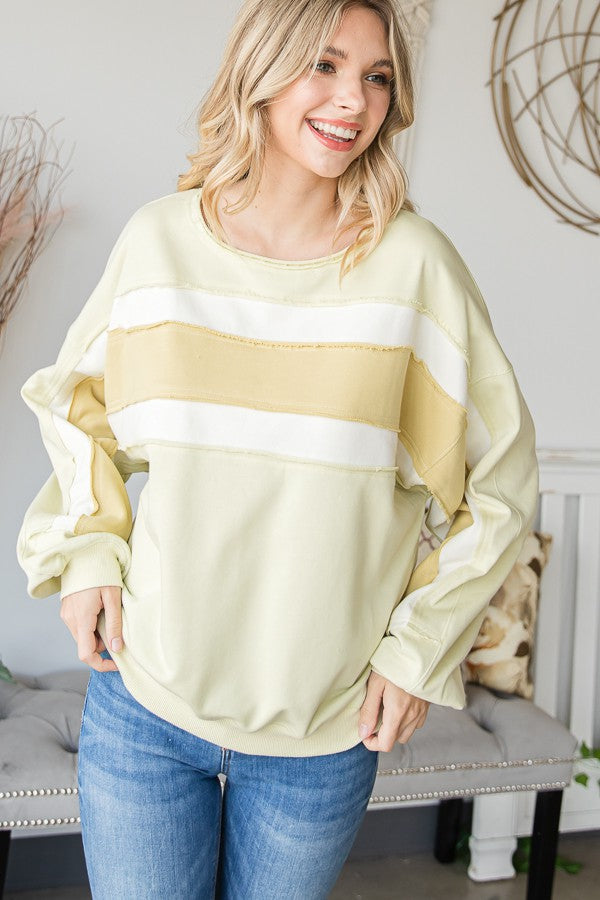 Oli & Hali Color Block Detail Loose Fit Knit Top