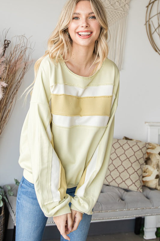 Oli & Hali Color Block Detail Loose Fit Knit Top