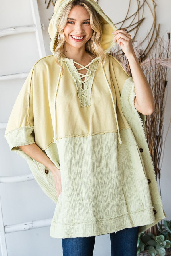 Oli & Hali Mineral Washed Contrast Half Pocketed Lace Top