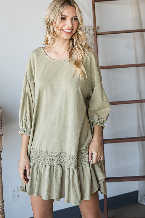 Oli & Hali Mineral Washed Smocking Hem Top