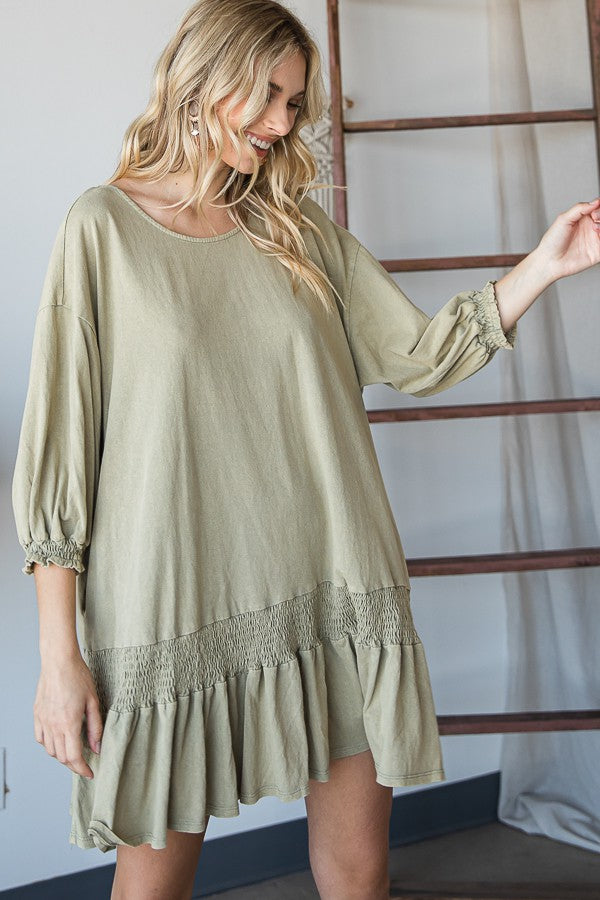 Oli & Hali Mineral Washed Smocking Hem Top